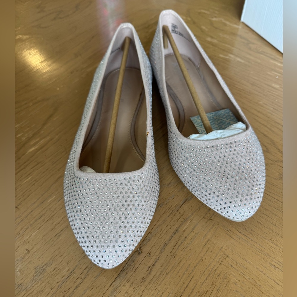 Xappeal Cream Rhinestone Flats
